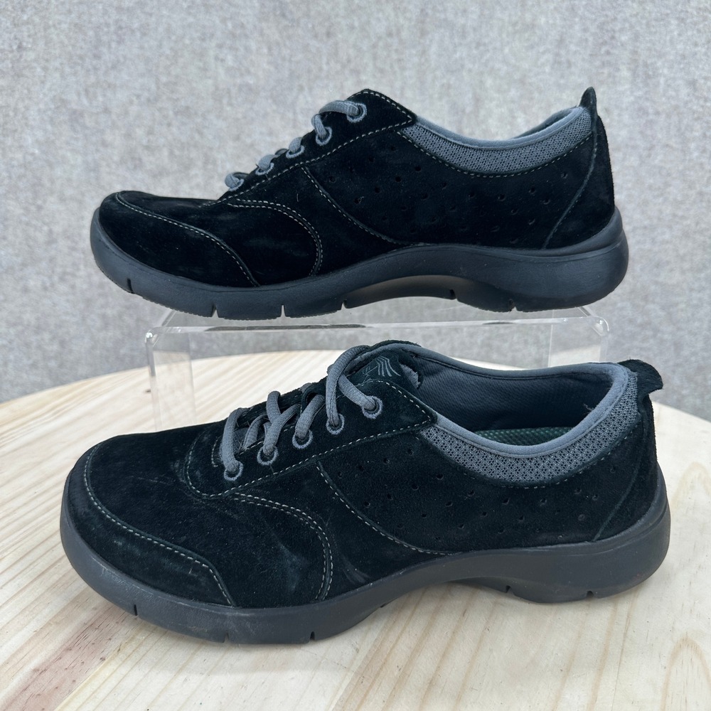 Dansko Elaine Sneakers Womens 7.5-8 Black Suede Leather Lace Up Walking Shoes
